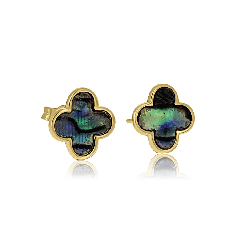 Abalone Clover Studs Modes Jewelry