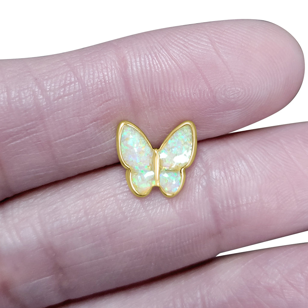 White Opal Butterfly Studs Modes Jewelry