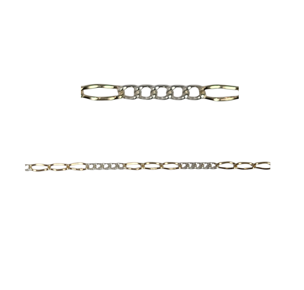 2 Tone Mini Figaro Chain Modes Jewelry
