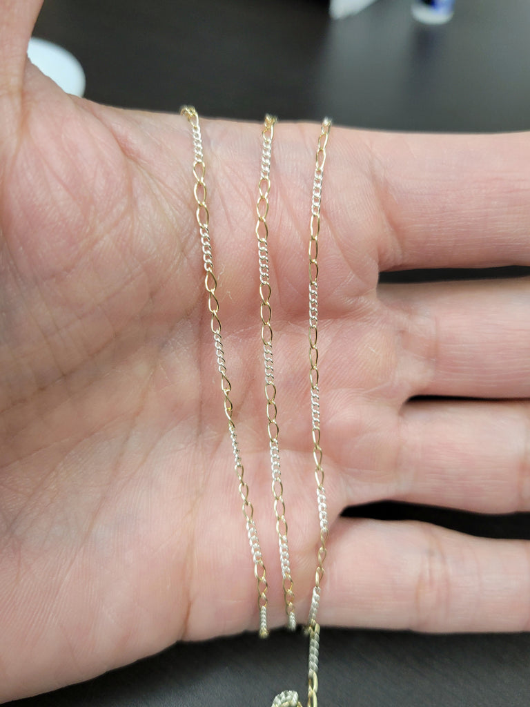 2 Tone Mini Figaro Chain Modes Jewelry
