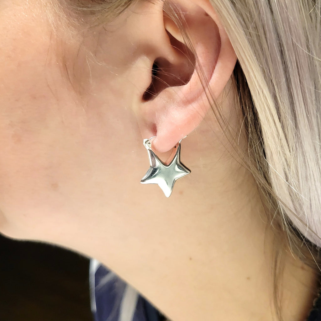 Star Puffed Hoops Modes Jewelry