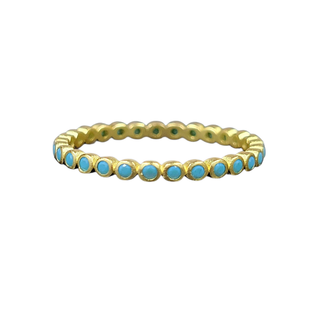 Gold Turquoise CZ Eternity Band Modes Jewelry
