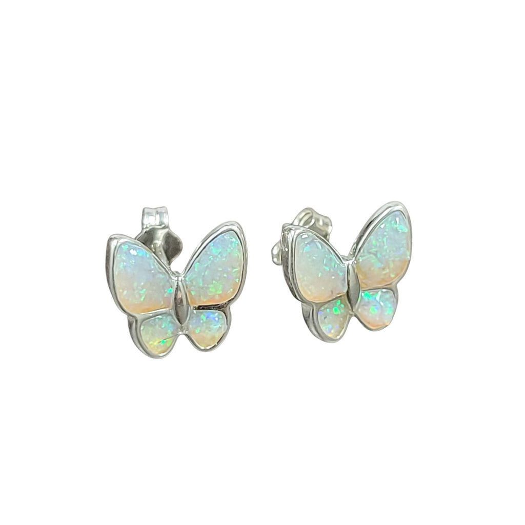White Opal Butterfly Studs Modes Jewelry
