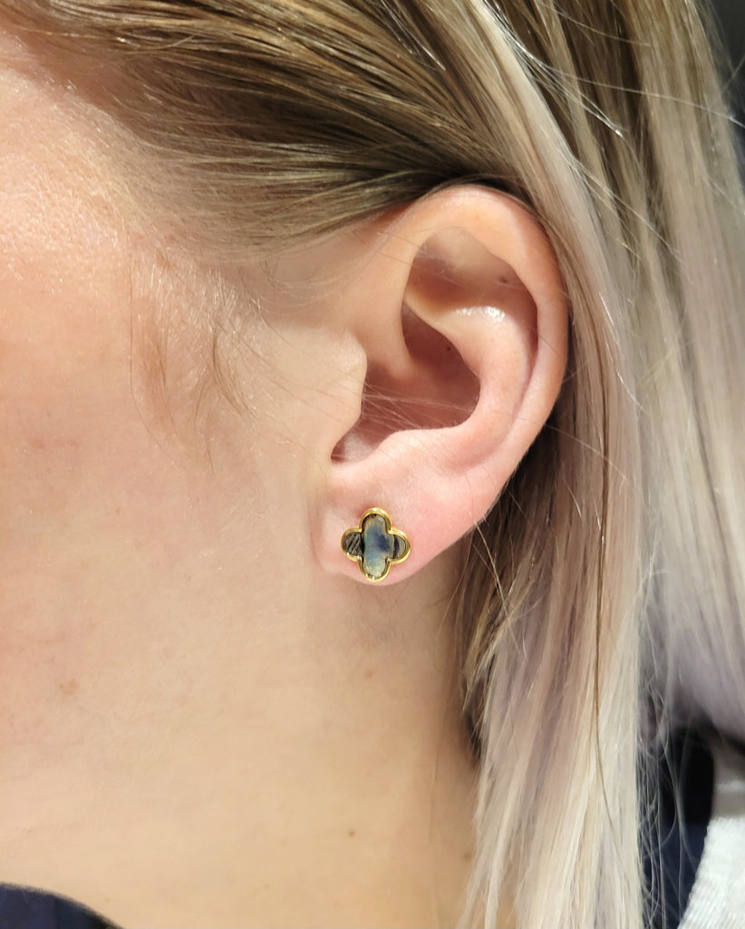 Abalone Clover Studs Modes Jewelry